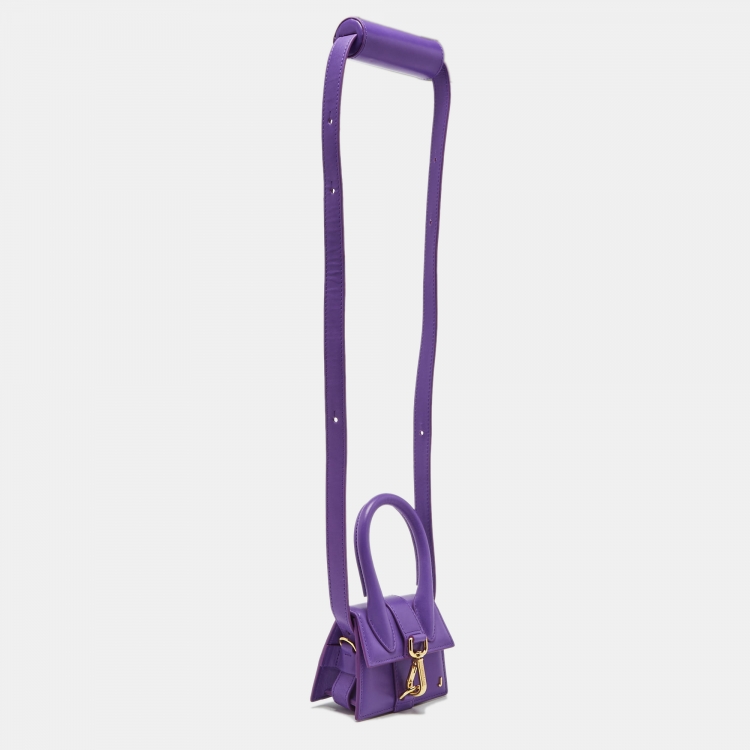 Pre Owned Jacquemus Purple Leather Mini Le Chiquito Shoulder Bag