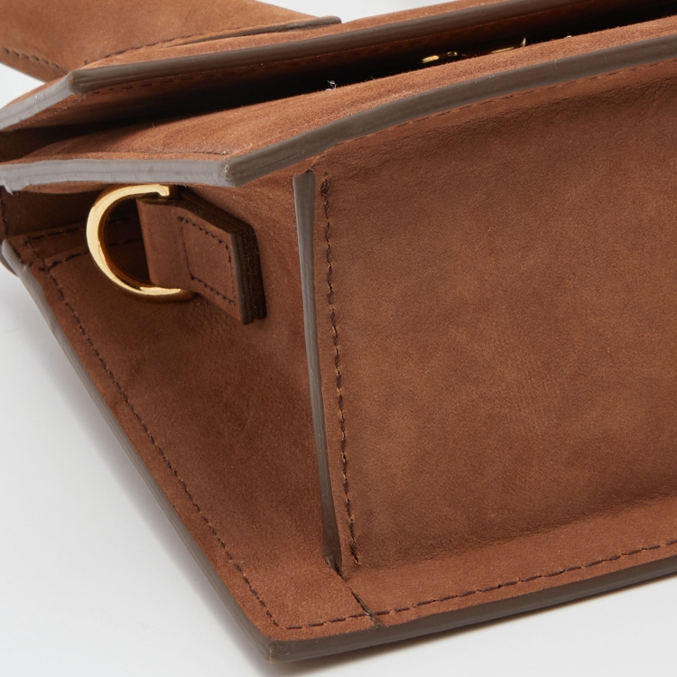 Pre Owned Jacquemus Brown Nubuck Leather Le Chiquito Top Handle Bag