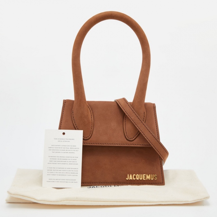Pre Owned Jacquemus Brown Nubuck Leather Le Chiquito Top Handle Bag