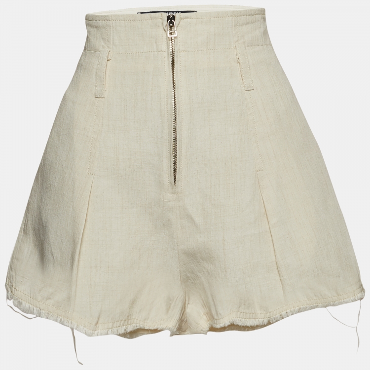 Pre Owned Jacquemus Cream Linen Blend Le Short Santon Shorts M