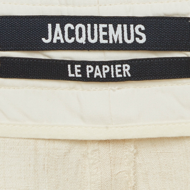 Pre Owned Jacquemus Cream Linen Blend Le Short Santon Shorts M