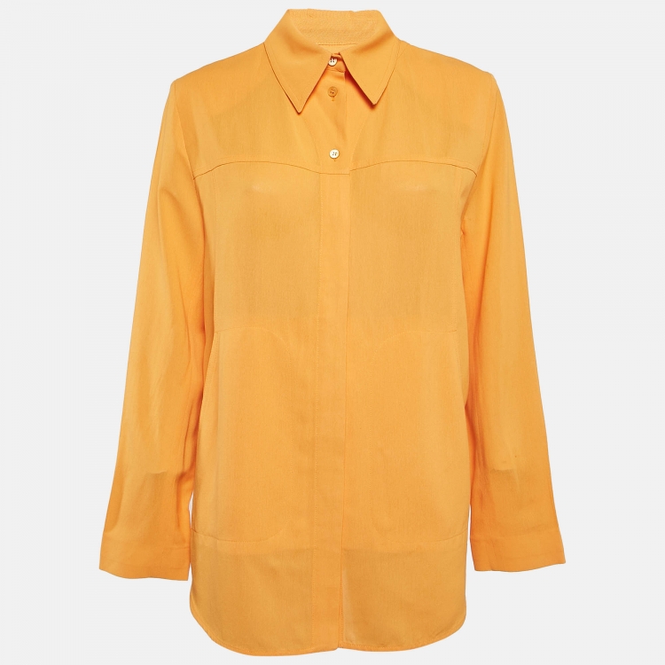 Pre Owned Jacquemus Orange Cotton Crepe Back Slit Shirt XS