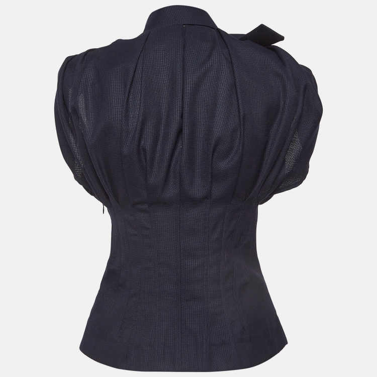 Pre Owned Jacquemus L'amour D'un Gitan Pleated Navy Blue Wool Corset Top S