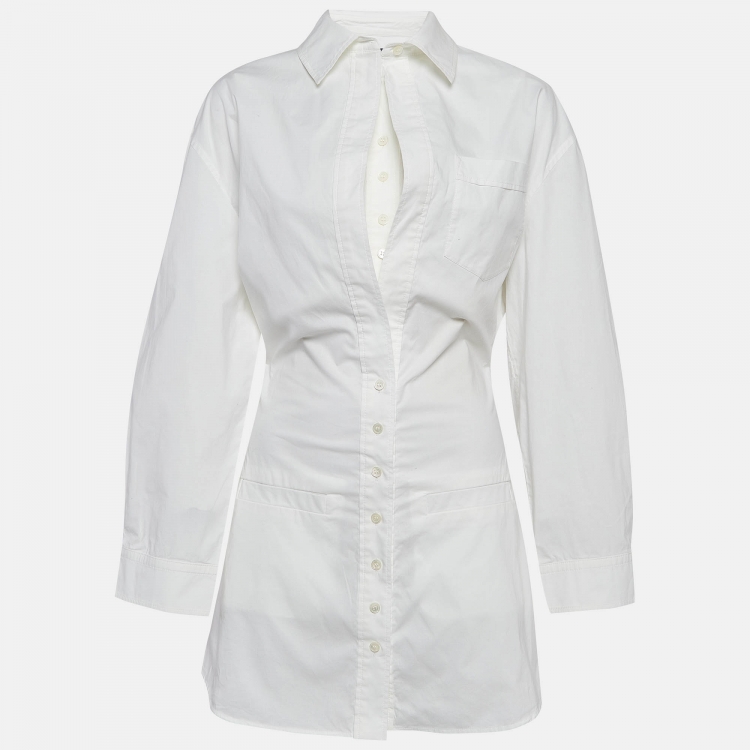 Pre Owned Jacquemus Le Splash White Layered Cotton Shirt Dress S