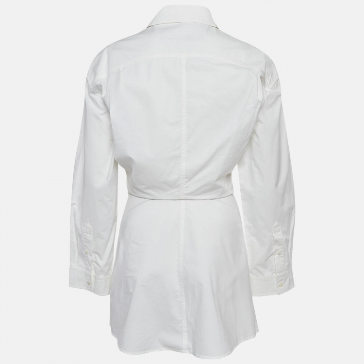 Pre Owned Jacquemus Le Splash White Layered Cotton Shirt Dress S