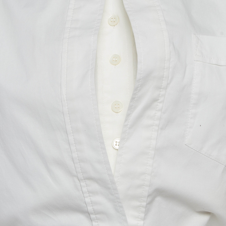 Pre Owned Jacquemus Le Splash White Layered Cotton Shirt Dress S
