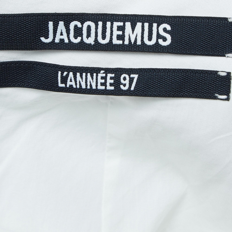 Pre Owned Jacquemus White Lannee 97 Poplin Asymmetric Mini Dress S