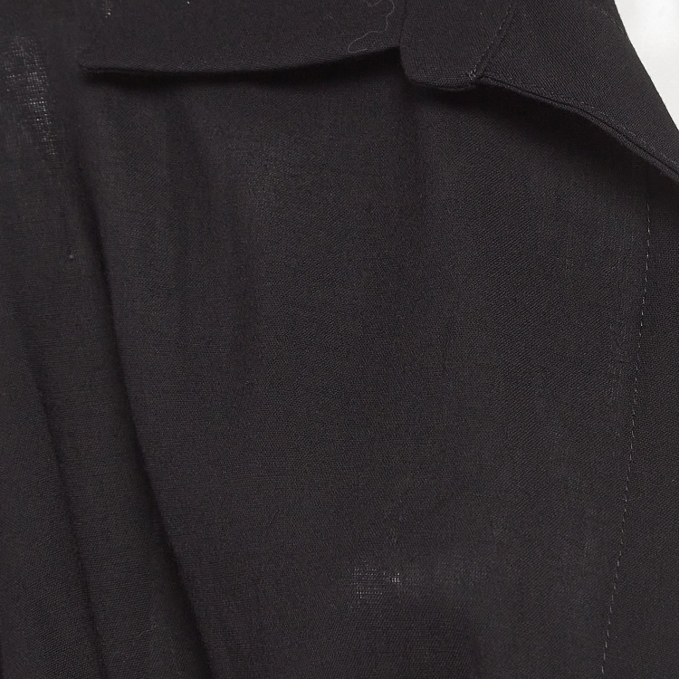 Pre Owned Jacquemus Black Wool Blend Draped Long Sleeve Shirt M