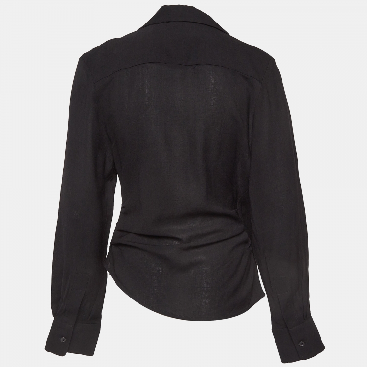 Pre Owned Jacquemus Black Wool Blend Draped Long Sleeve Shirt M