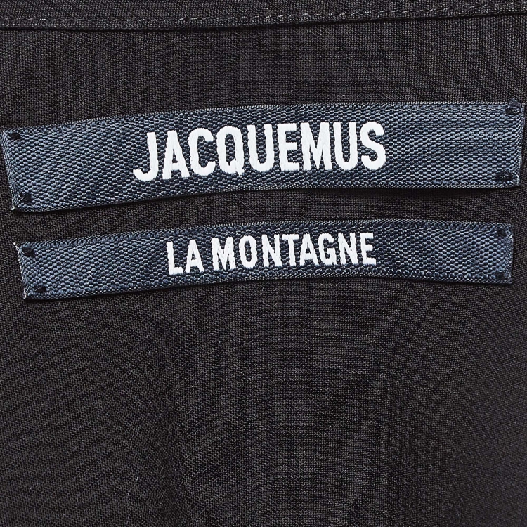 Pre Owned Jacquemus Black Wool Blend Draped Long Sleeve Shirt M