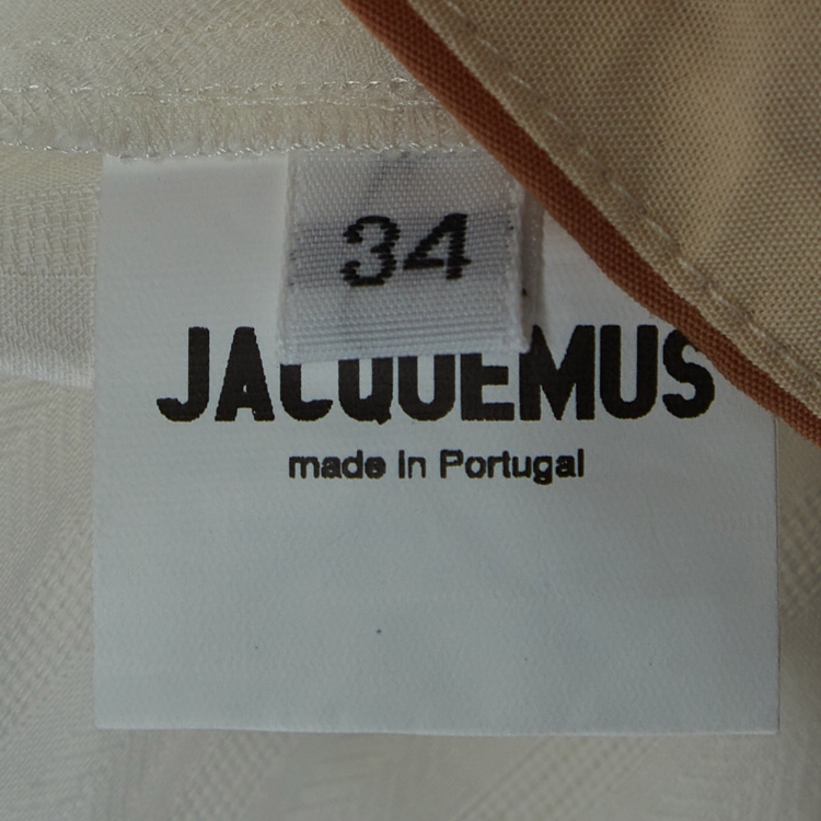 Pre Owned Jacquemus La Bomba White Cotton and Crepe Fringe Shirt Dress M