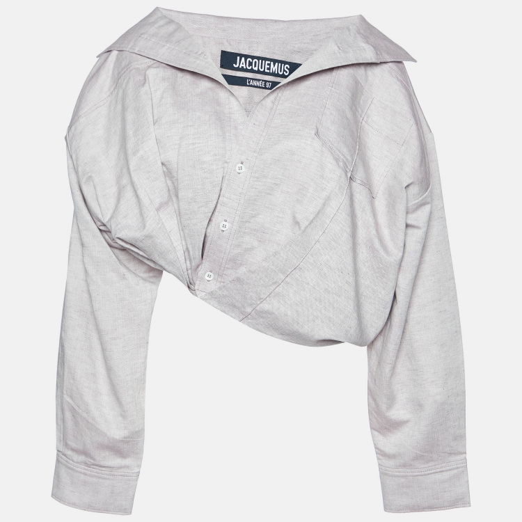 Pre Owned Jacquemus L'Annee 97 Pale Purple Cotton & Linen Crop Top M