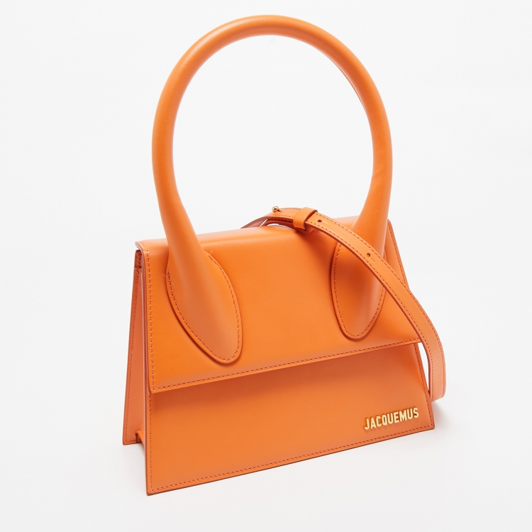 Pre Owned Jacquemus Orange Leather Grand Le Chiquito Top Handle Bag