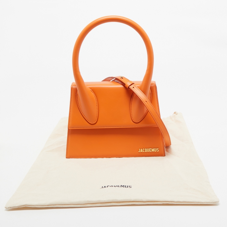 Pre Owned Jacquemus Orange Leather Grand Le Chiquito Top Handle Bag