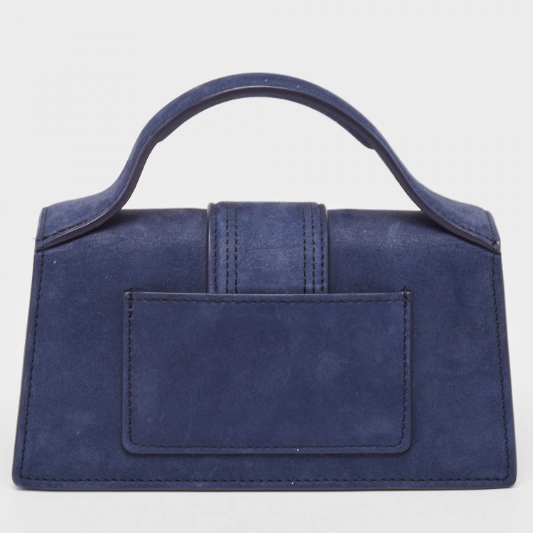 Pre Owned Jacquemus Dark Blue Suede Mini Le Bambino Top Handle Bag
