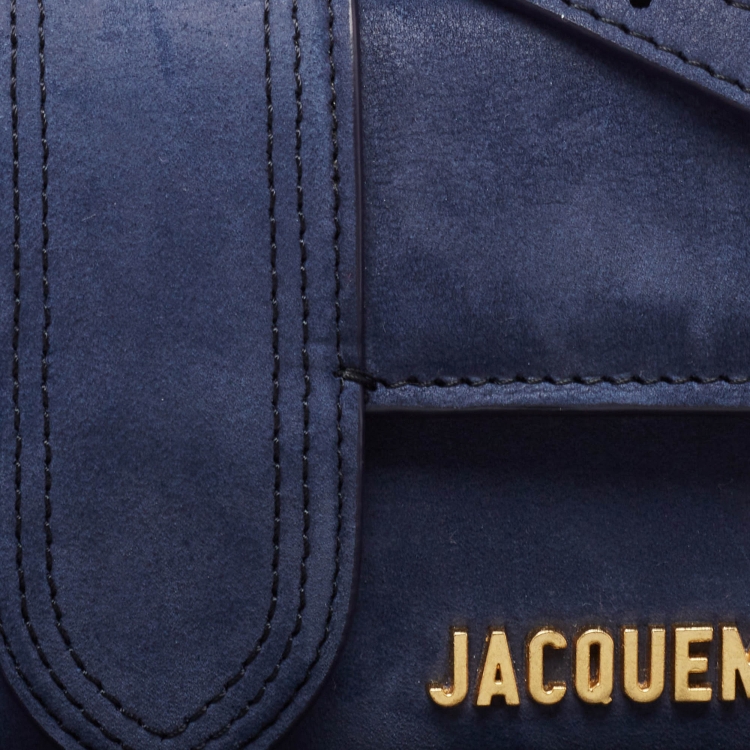 Pre Owned Jacquemus Dark Blue Suede Mini Le Bambino Top Handle Bag