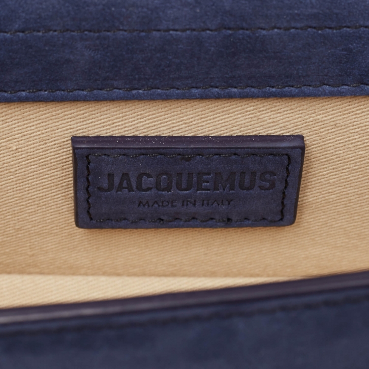 Pre Owned Jacquemus Dark Blue Suede Mini Le Bambino Top Handle Bag