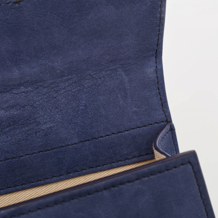 Pre Owned Jacquemus Dark Blue Suede Mini Le Bambino Top Handle Bag