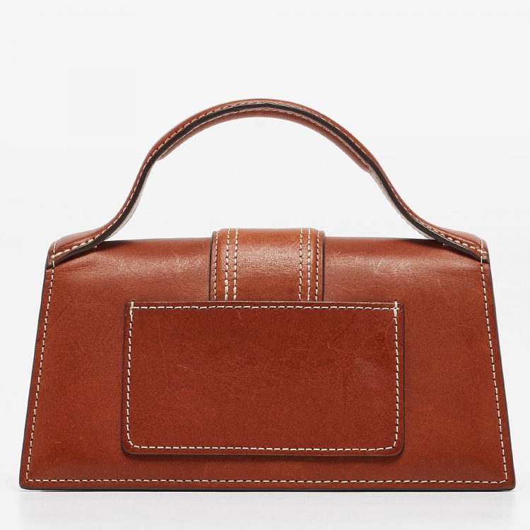 Pre Owned Jacquemus Brown Leather Mini Le Bambino Top Handle Bag