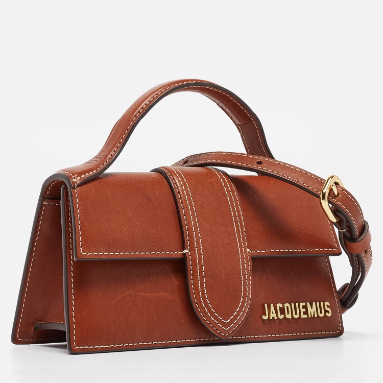Pre Owned Jacquemus Brown Leather Mini Le Bambino Top Handle Bag