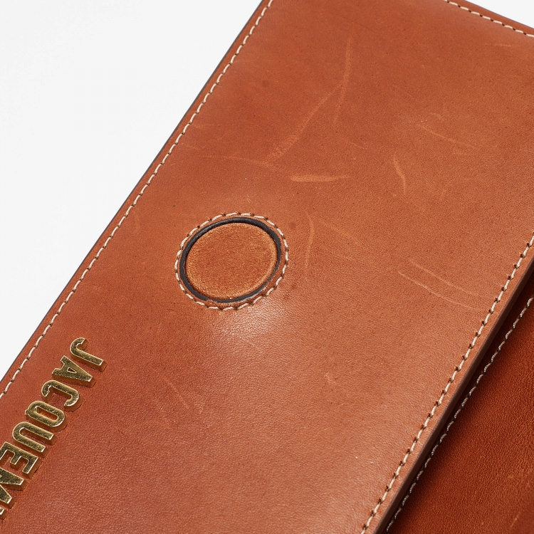 Pre Owned Jacquemus Brown Leather Mini Le Bambino Top Handle Bag