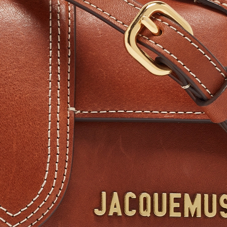 Pre Owned Jacquemus Brown Leather Mini Le Bambino Top Handle Bag