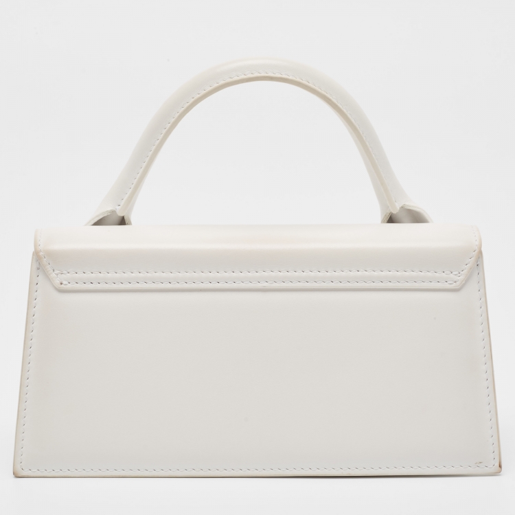 Pre Owned Jacquemus White Leather Long Le Chiquito Top Handle Bag