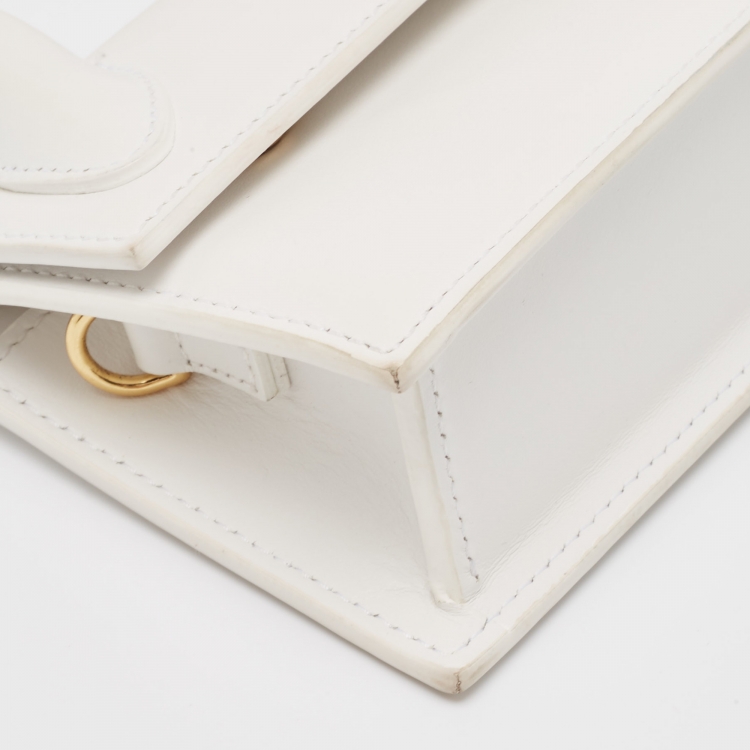 Pre Owned Jacquemus White Leather Long Le Chiquito Top Handle Bag