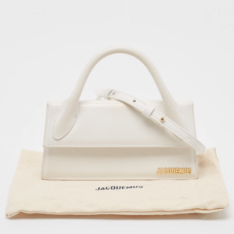 Pre Owned Jacquemus White Leather Long Le Chiquito Top Handle Bag