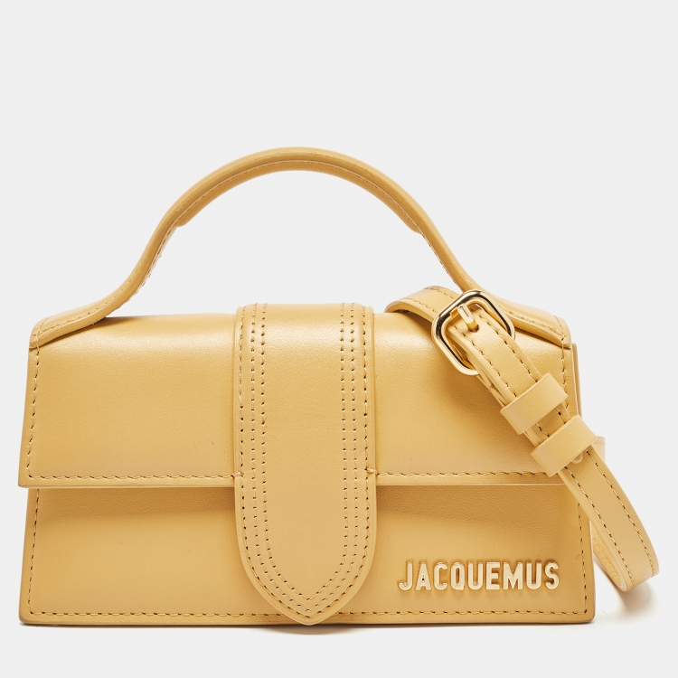 Pre Owned Jacquemus Yellow Leather Mini Le Bambino Top Handle Bag