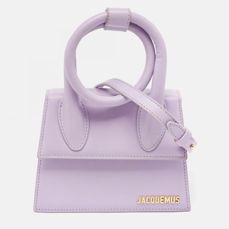 Pre Owned Jacquemus Lilac Leather Le Chiquito Noeud Top Handle Bag