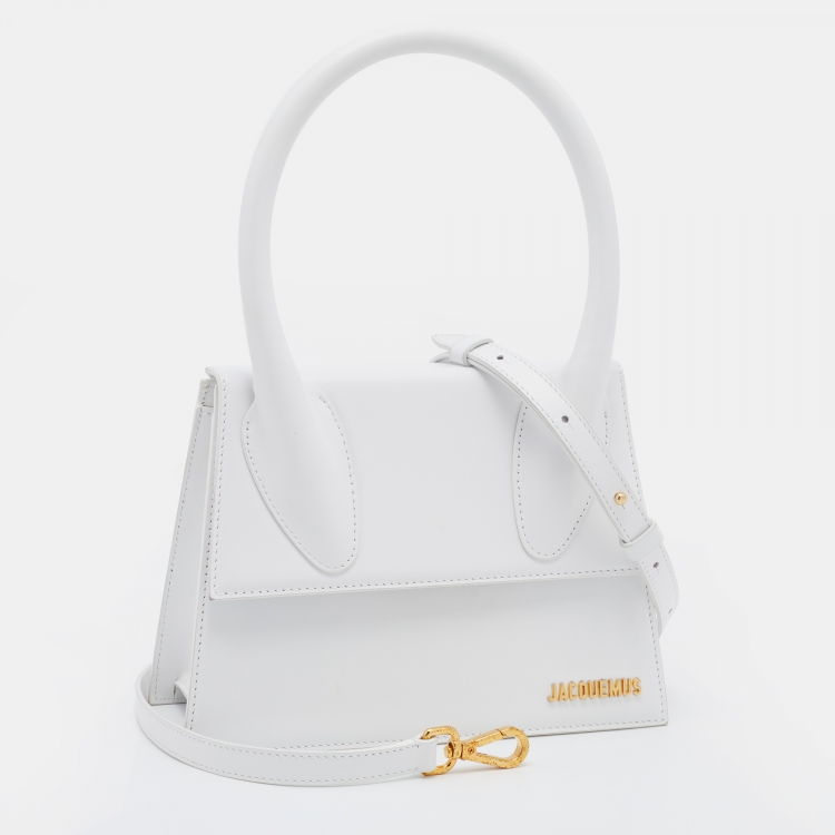 Pre Owned Jacquemus White Leather Grand Le Chiquito Top Handle Bag