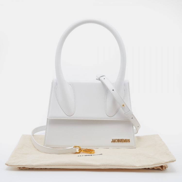 Pre Owned Jacquemus White Leather Grand Le Chiquito Top Handle Bag