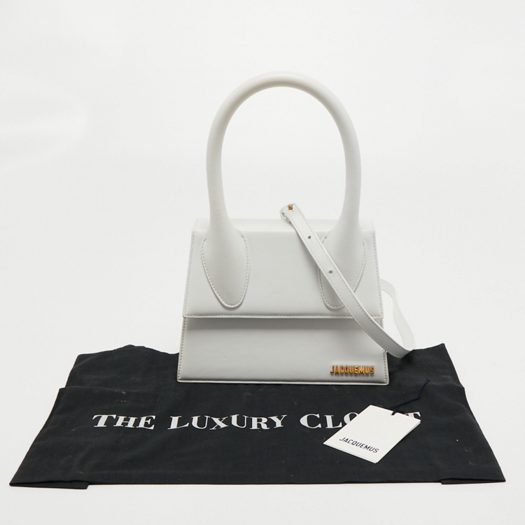 Pre Owned Jacquemus White Leather Le Grand Chiquito Top Handle Bag