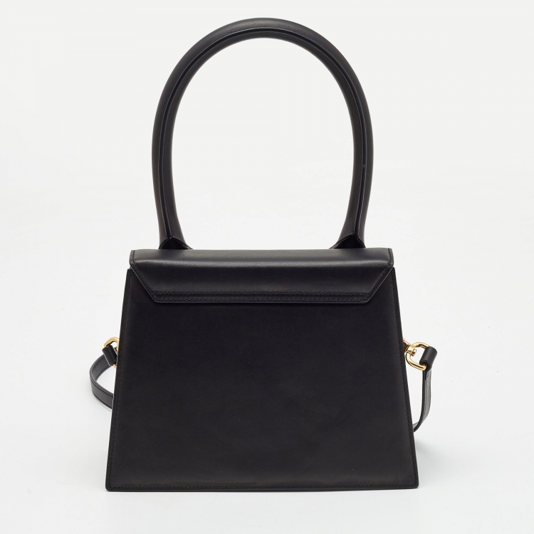 Pre Owned Jacquemus Black Leather Grand Le Chiquito Top Handle Bag