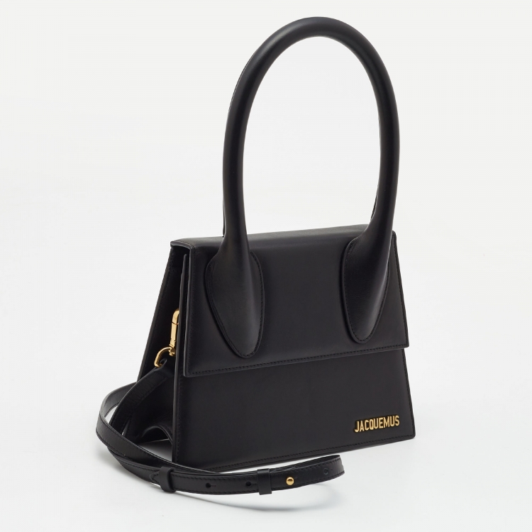 Pre Owned Jacquemus Black Leather Grand Le Chiquito Top Handle Bag
