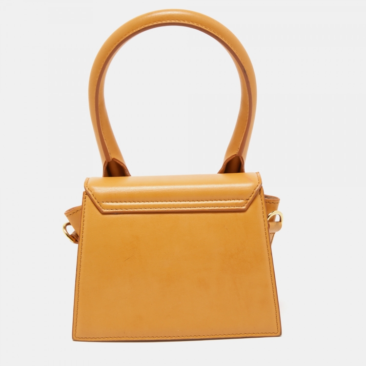 Pre Owned Jacquemus Tan Leather Le Chiquito Moyen Top Handle Bag