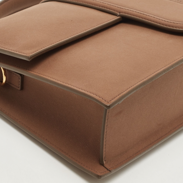 مملوكة مسبقًا Jacquemus Brown Nubuck Leather Le Bambinou Top Handle Bag