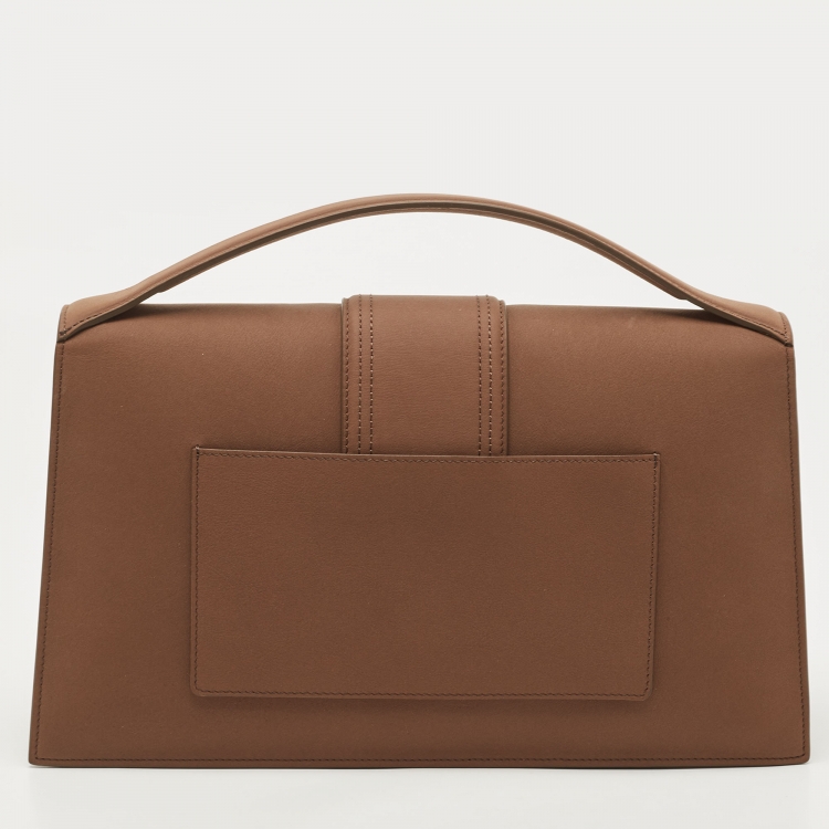 مملوكة مسبقًا Jacquemus Brown Nubuck Leather Le Bambinou Top Handle Bag