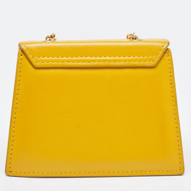 Pre Owned Jacquemus Yellow Leather Le Piccolo Chain Bag