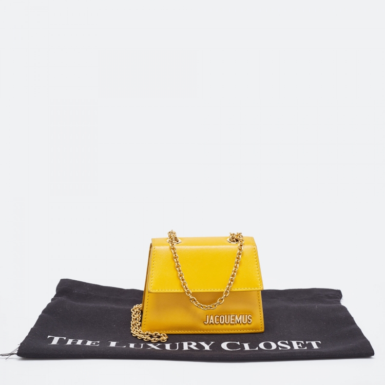 Pre Owned Jacquemus Yellow Leather Le Piccolo Chain Bag
