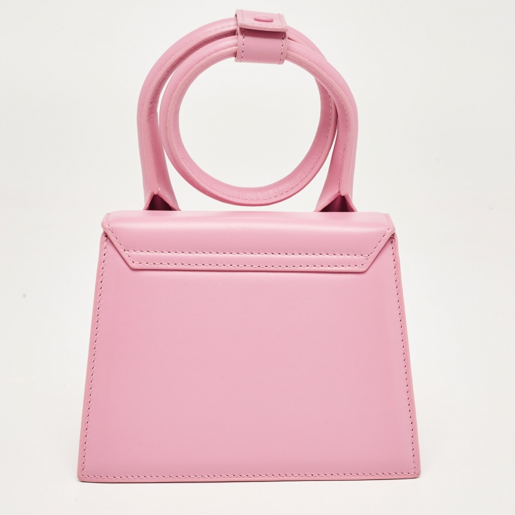 Pre Owned Jacquemus Pink Leather Le Chiquito Noeud Top Handle Bag