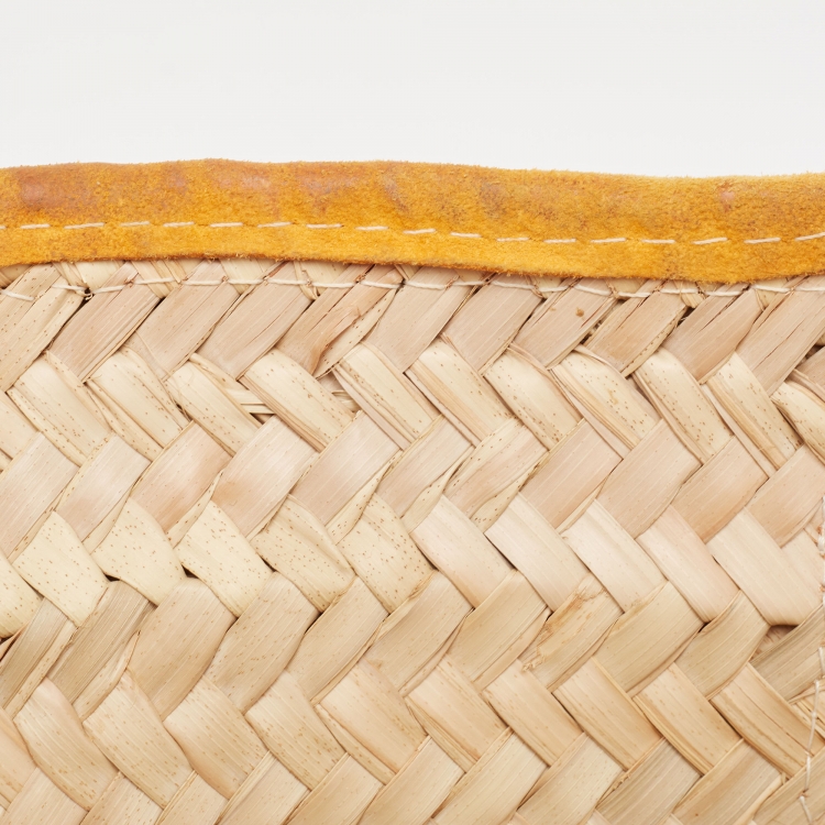 Pre Owned Jacquemus Beige/Yellow Straw and Suede Le Panier Soleil Basket Tote