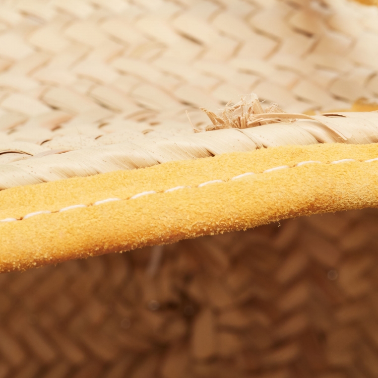 Pre Owned Jacquemus Beige/Yellow Straw and Suede Le Panier Soleil Basket Tote