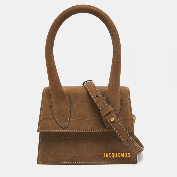 Pre Owned Jacquemus Brown Nubuck Leather Le Chiquito Moyen Top Handle Bag