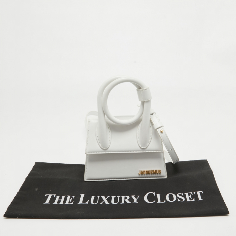 Pre Owned Jacquemus White Leather Le Chiquito Noeud Top Handle Bag