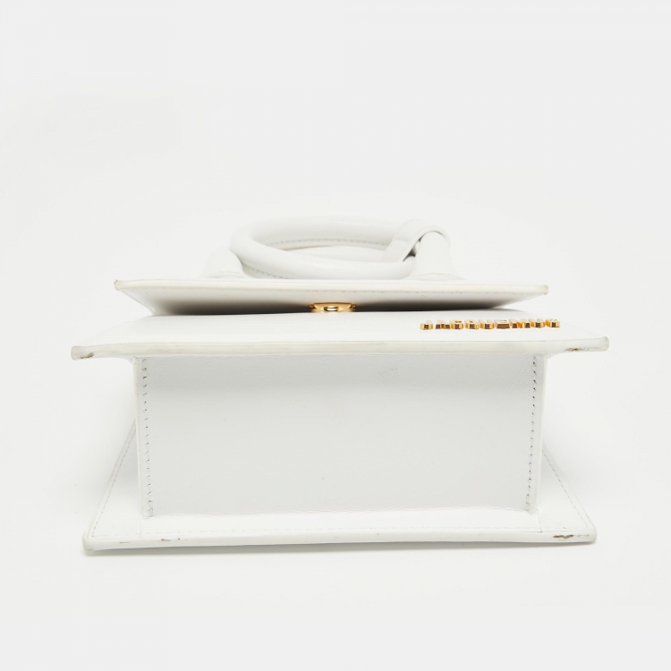 Pre Owned Jacquemus White Leather Le Chiquito Noeud Top Handle Bag