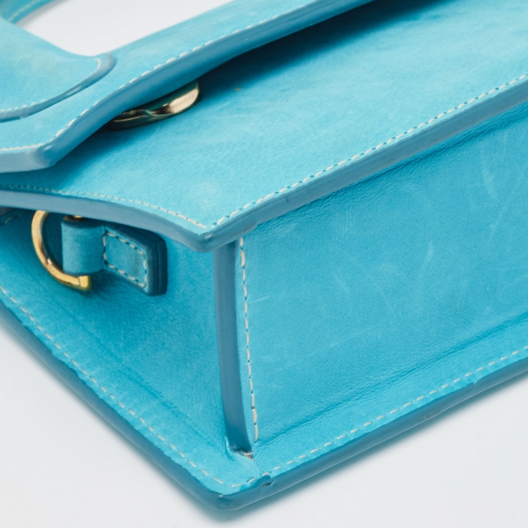 Pre Owned Jacquemus Blue Nubuck Long Le Chiquito Top Handle Bag
