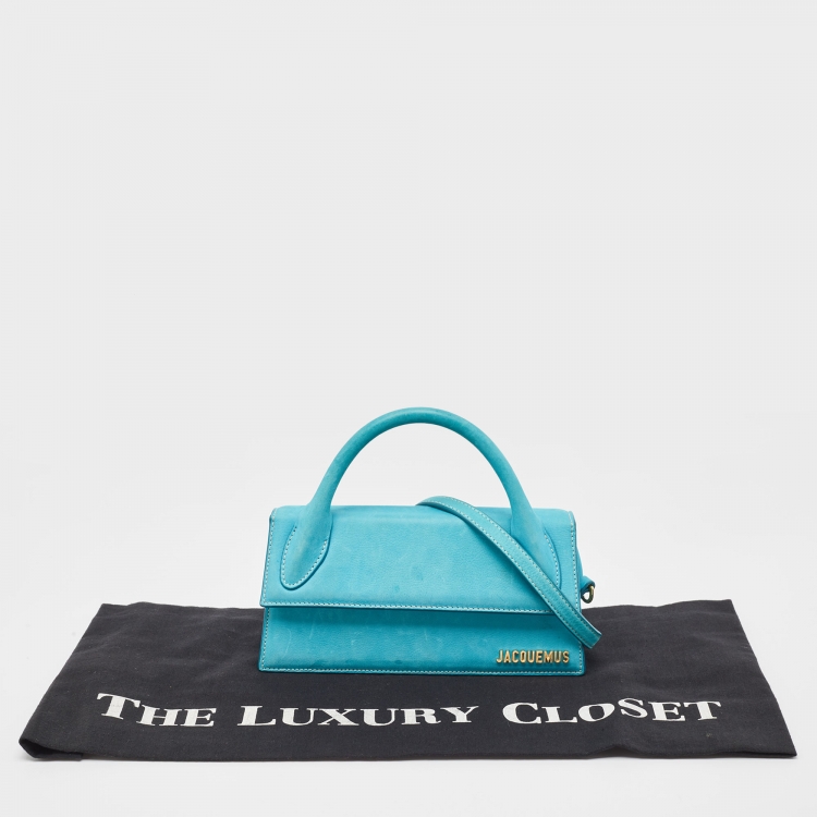 Pre Owned Jacquemus Blue Nubuck Long Le Chiquito Top Handle Bag