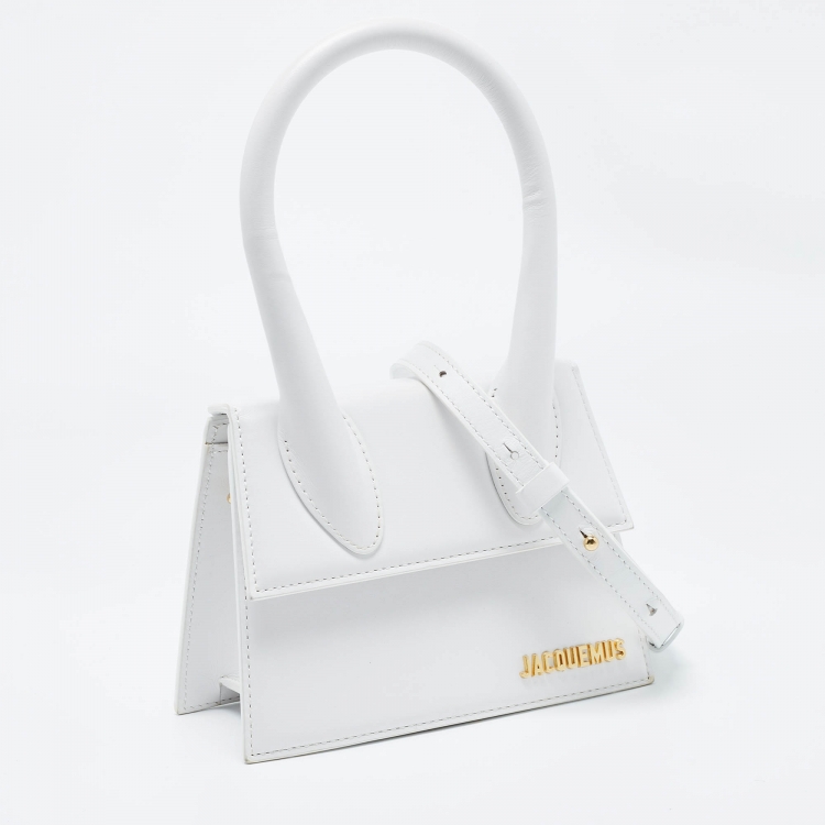 Pre Owned Jacquemus White Leather Le Chiquito Moyen Top Handle Bag